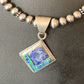 Men's Turquoise, Lapis & Opal Inlay Pendant | Navajo Sterling Silver Necklace 21" | 12605