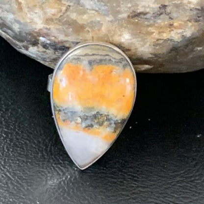 Navajo Yellow Bumble Bee Jasper Ring | Sterling Silver | Sz 8 | 11546