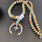Navajo Pearl Necklace with Sterling Silver Green Turquoise & Spiny Oyster Naja Pendant | 11700