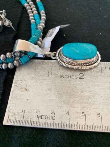 Navajo Pearls Kingman Turquoise Pendant Necklace | Sterling Silver | 3-Strand Set | 21" | 3001