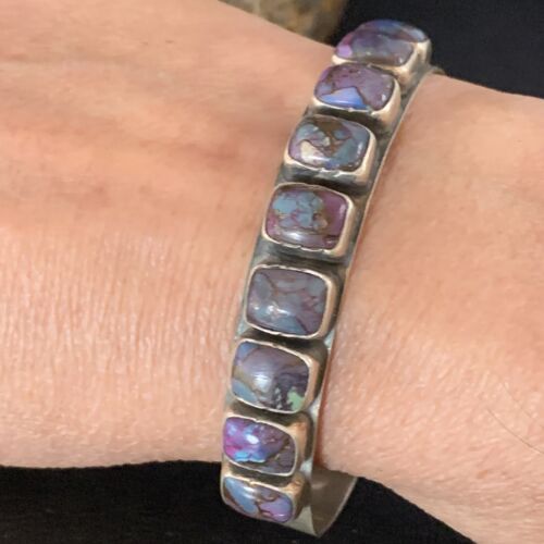 Navajo Purple Sugilite Row Cuff Bracelet | Sterling Silver | Authentic Native American Handmade | 14211