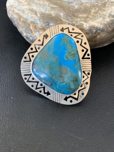 Native American XL Women's Sterling Silver Blue Kingman Turquoise Ring | Sz 8 | 12188