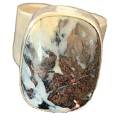 Navajo Men's White Black Cinnabrite Ring | Sterling Silver | Sz 6.5 | Authentic Native American Handmade | 1551