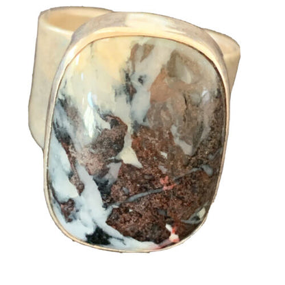Navajo Men's White Black Cinnabrite Ring | Sterling Silver | Sz 6.5 | Authentic Native American Handmade | 1551