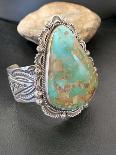 Native American Men's Royston Turquoise Cuff Bracelet | Navajo Sterling Silver | 1415