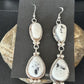 Navajo White Buffalo Turquoise Dangle Earrings | Sterling Silver | 2.5" | Authentic Native American Handmade | 14801
