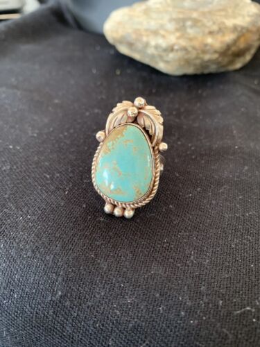 Native American Navajo Blue Turquoise #8 Ring | Sterling Silver | Sz 9.5 | 669