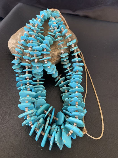 Native American Santo Domingo Shell Chip Turquoise Necklace | 32" | Authentic Handmade | 11995