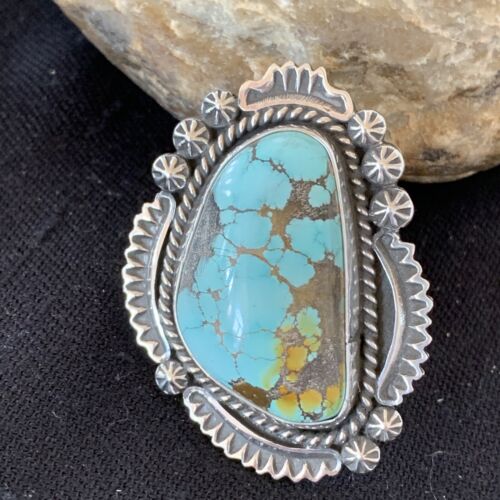 Navajo Blue Royston Turquoise Ring | Sterling Silver | Sz 12.5 | Authentic Native American Handmade | 1473