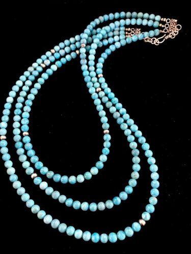 Navajo Sterling Silver Necklace | Native American Blue Turquoise Bead | Stabilized | 3390