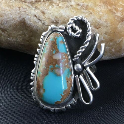 Native American Women's Navajo Royston Turquoise Ring | Sterling Silver | Sz 8.75 | 10184