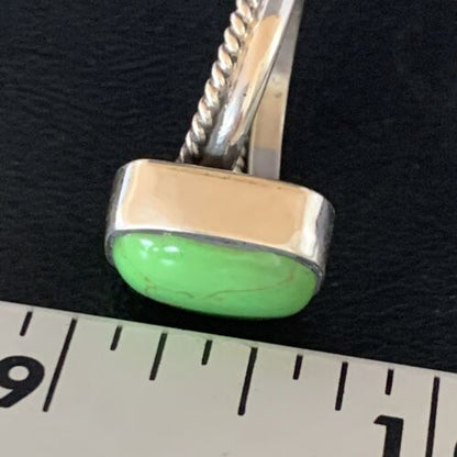 Navajo Green Gaspeite Ring | Sterling Silver | Sz 7.5 | Authentic Native American Handmade | 13535