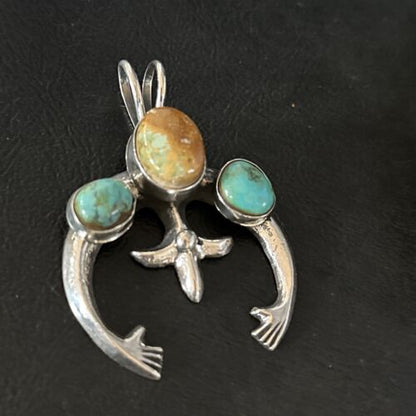 Navajo Sterling Silver Royston Turquoise Naja Pendant | Authentic Native American Handmade | 14666