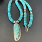 Navajo Pearls Spiderweb Beads Turquoise Necklace Pendant | Sterling Silver | Authentic Native American | Graduated | 22" | 10222