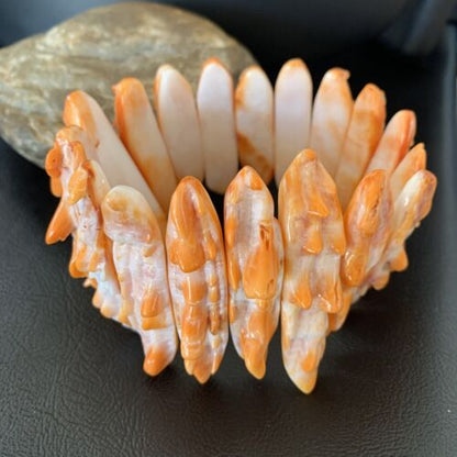 Native American Sterling Silver Spiny Oyster Turquoise Bracelet | Stretch | 11830