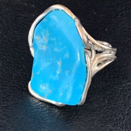Navajo Blue Kingman Turquoise Ring | Sterling Silver Adjustable Wire | Sz 8 | 13539