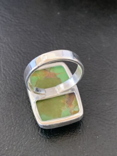 Adjustable Navajo Green Mojave Turquoise Ring | Sterling Silver | Sz 8 | Authentic Native American Handmade | 11791