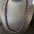 Navajo Purple Amethyst Necklace | 10mm Sterling Silver | 21" | Authentic Native American Handmade | 14313