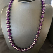 Navajo Purple Amethyst Necklace | 10mm Sterling Silver | 21" | Authentic Native American Handmade | 14313
