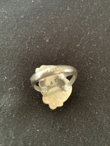 Navajo Red Coral Ring | Sterling Silver | Sz 9.5 | Authentic Native American Handmade | 01300
