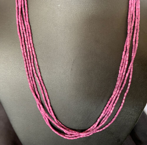 Navajo Purple Sugilite 5-Strand Necklace | Sterling Silver Rice Heishi | 20" | Authentic Native American Handmade | 12929