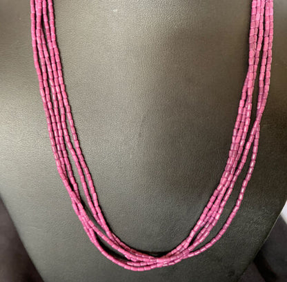 Navajo Purple Sugilite 5-Strand Necklace | Sterling Silver Rice Heishi | 20" | Authentic Native American Handmade | 12929