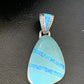 Men's Women's Navajo Blue Turquoise Opal Inlay Pendant | Sterling Silver | Authentic Native American Handmade | 12489