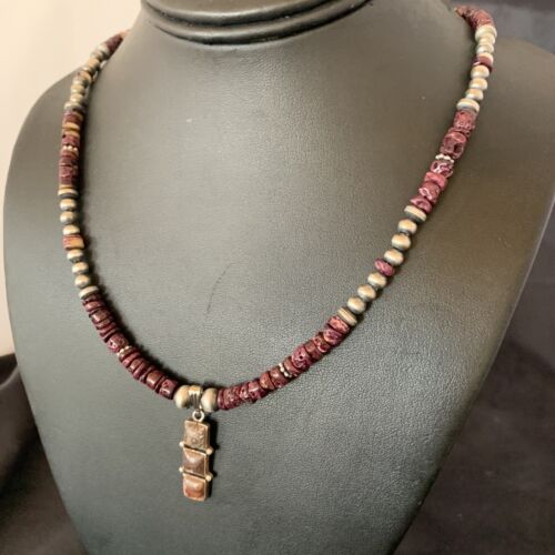 Navajo Wild Horse Pendant | Sterling Silver Purple Spiny Oyster Necklace | Multi-Stone | 12358