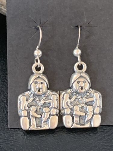 Navajo Storyteller Dangle Earrings | Sterling Silver | 1.5" | Authentic Native American Handmade | 12986