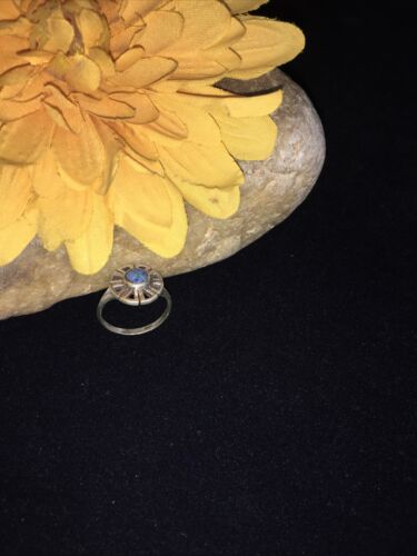 Navajo Blue Denim Lapis & Opal Inlay Ring | Sterling Silver | Sz 6.5 | Authentic Native American Handmade | 01790