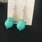 Native American Blue Turquoise Bead Dangle Earrings |  Navajo Handmade Sterling Silver | 960