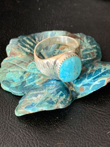 Navajo Blue Kingman Turquoise Ring | Sterling Silver | Sz 11 | Authentic Native American Handmade | 14146