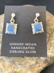 Denim Lapis Lazuli Dangle Post Earrings | Sterling Silver | 0.50" | 12712