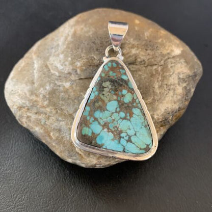Navajo Spiderweb Turquoise Pendant | Sterling Silver | 2" | Authentic Native American Handmade | 10752 - Masha USA
