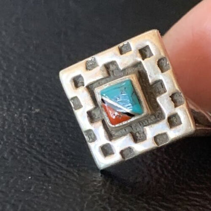 Navajo Blue Turquoise Spiny Oyster Inlay Ring | Sz 7 | Authentic Native American Handmade | 13170