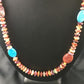 Navajo Turquoise | Purple Red Spiny Oyster Bead Necklace | Sterling Silver | 22" | 10143