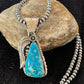 Men's Kingman Turquoise Pendant Necklace | Navajo Pearls | Sterling Silver | Authentic Native American | 4300