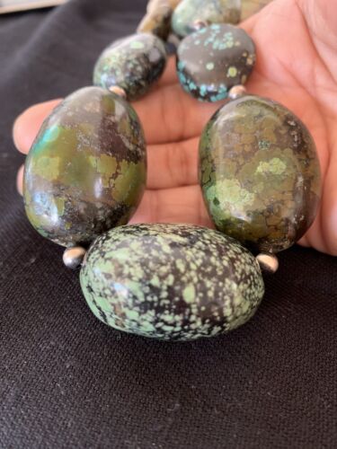 Navajo Graduated Sterling Silver Natural Blue Nugget Turquoise Necklace | Authentic Native American | 22" | 00622