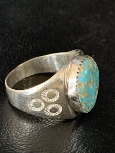 Southwestern Navajo Blue Kingman Turquoise Ring | Sterling Silver | Sz 12 | 14157