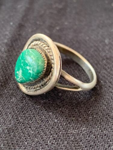 Native American Turquoise Navajo Old Pawn Ring | Sterling Silver | Sz 8.75 | 4714