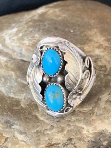 Navajo Kingman Turquoise Multi-Stone Ring | Authentic Native American Sterling Silver | Sz 10.5 | 14172