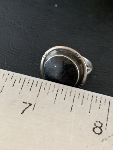 Native American Design Black Onyx Pinky Ring | Sterling Silver | Sz 3.5 | 10799