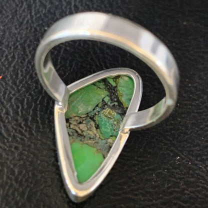 Navajo Green Mojave Turquoise Ring | Sterling Silver | Sz 7 | Authentic Native American Handmade | 14043