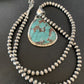 Men's Navajo Pearl Necklace with Blue Spiderweb Turquoise Pendant | Sterling Silver | 10543