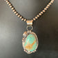 Men's Navajo Blue Dry Creek Turquoise Pendant Necklace | Sterling Silver | 12972