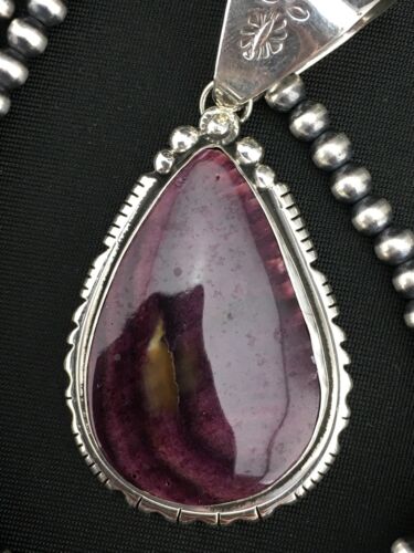 Navajo Purple Spiny Oyster Pendant Necklace | Sterling Silver Pearls | Authentic Native American Handmade | 4900
