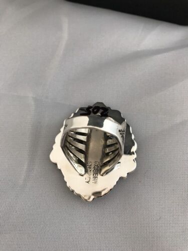 Southwestern Turquoise Ring | Sterling Silver | Sz 9.25 | Authentic Native American Handmade | Signed