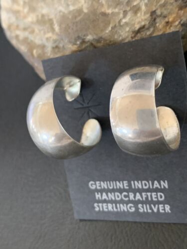 Old Pawn Women's Sterling Silver Hoop Stud Earrings | 1" | 13007