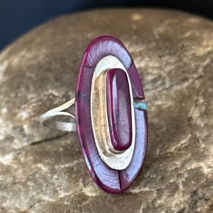 Navajo Purple Sugilite Inlay Ring | Sz 8 | Authentic Native American Handmade | 14453