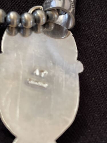 Native American Men's Navajo Pearl Pendant Necklace | Sterling Silver Blue Lapis | 01527